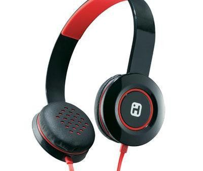 Headphones w Flat Cbl Blk Red Cheap