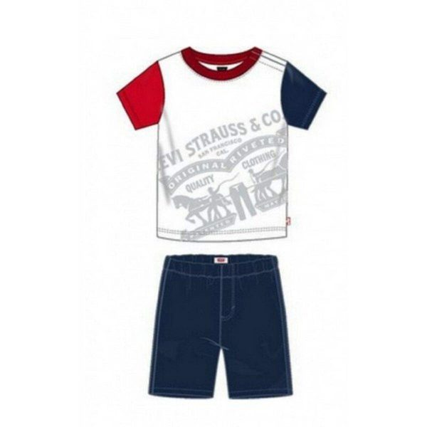 Ensemble de Sport pour Bébé Levi s Color Block Tee Blanc Discount