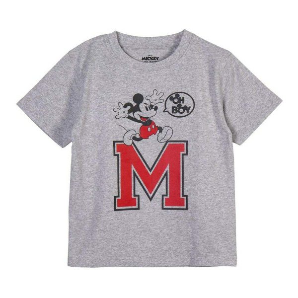 T-shirt à manches courtes Mickey Mouse Gris For Cheap