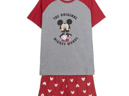 Pyjama D Été Mickey Mouse Rouge Gris Homme on Sale