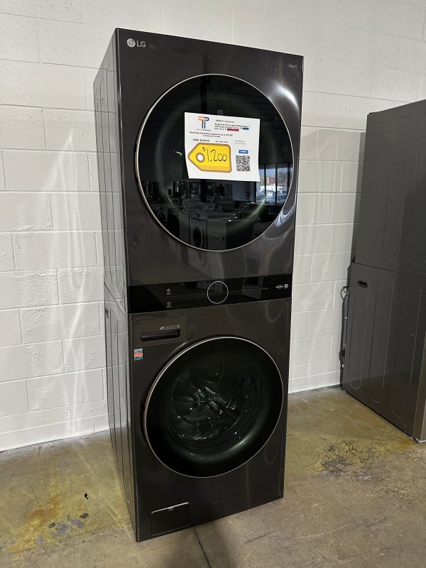 DISCOUNTED GORGEOUS BLACK STEEL ELECTRIC WASHTOWER from LG - WAS11350S WKEX200HBA Online